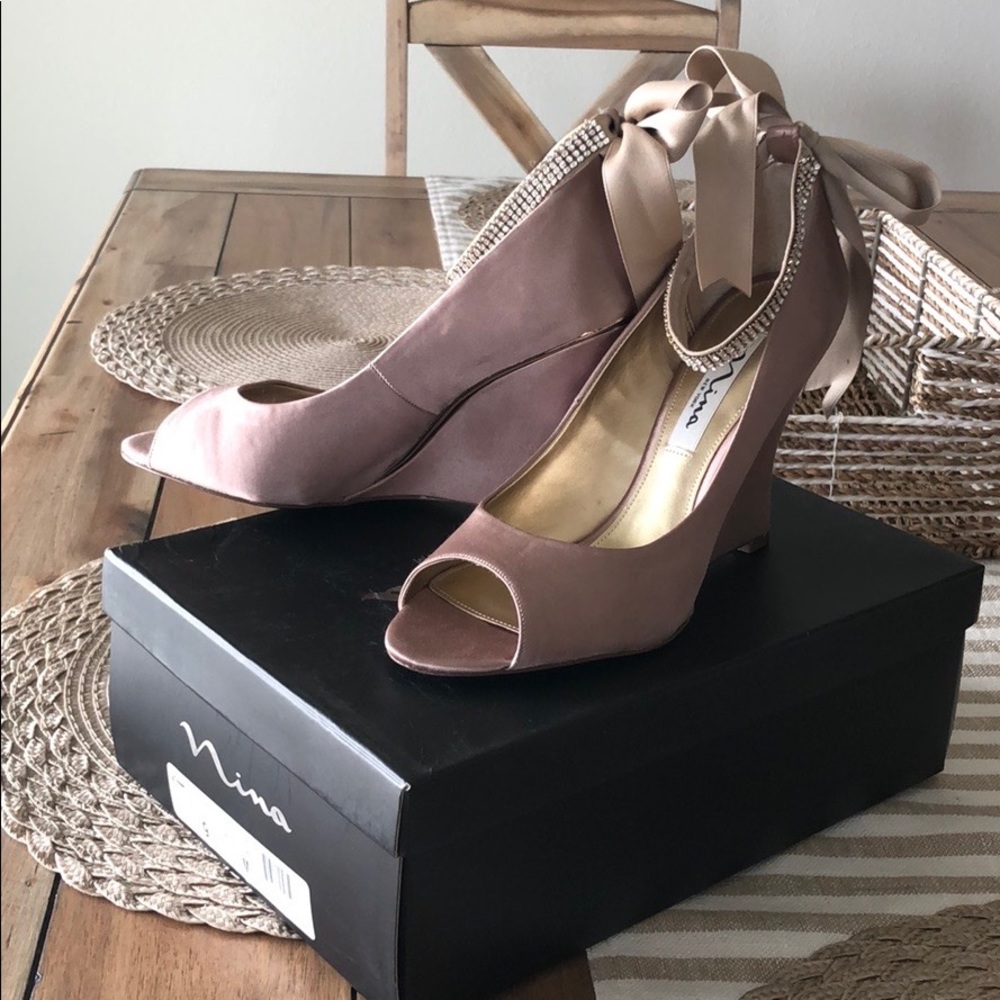Nina Crystal Ankle Strap Evening Shoes Size 9 - Picture 2 of 6